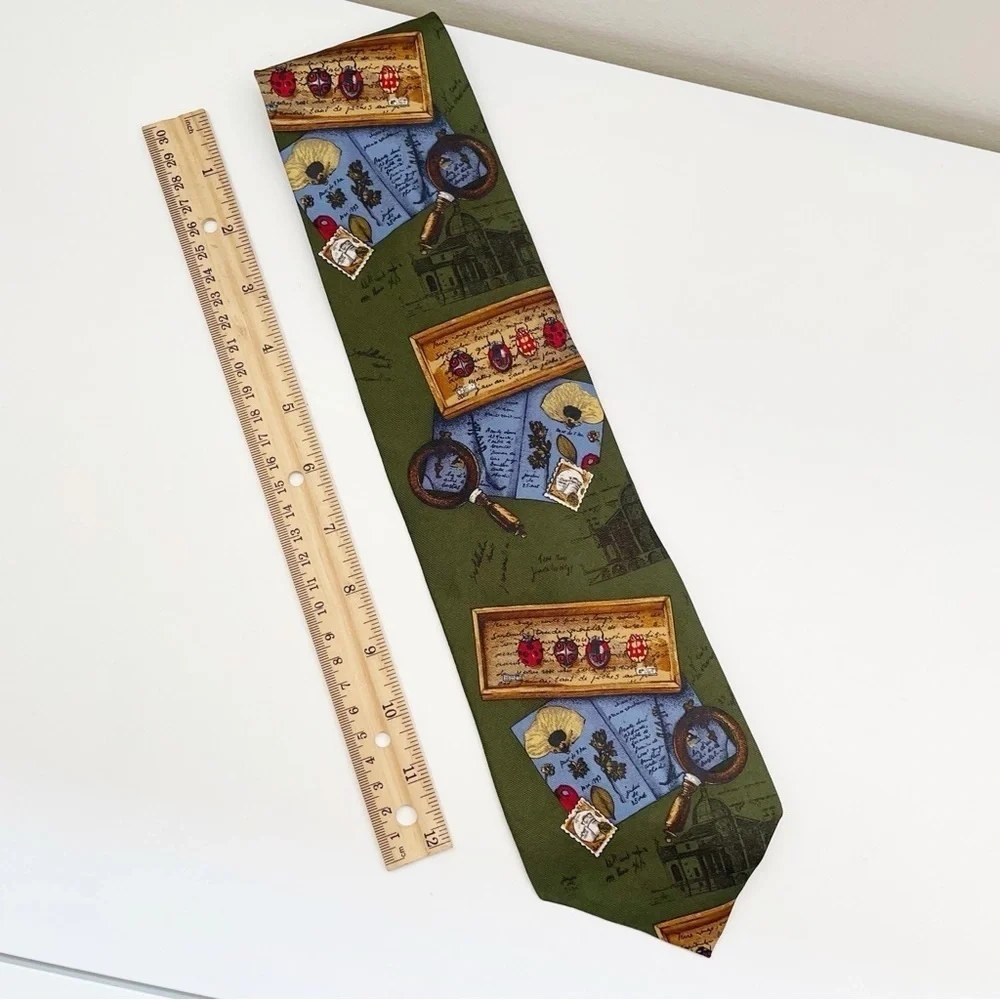 Vintage novelty Silk tie geography teacher history travel biology science artsy
